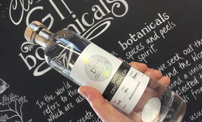 A bottle of Dyfi Original Gin